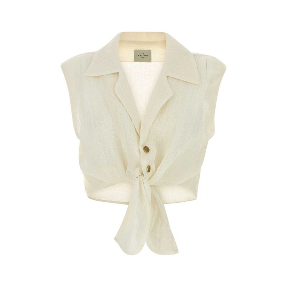 Le Kasha Women Ivory Linen Sanabog Shirt